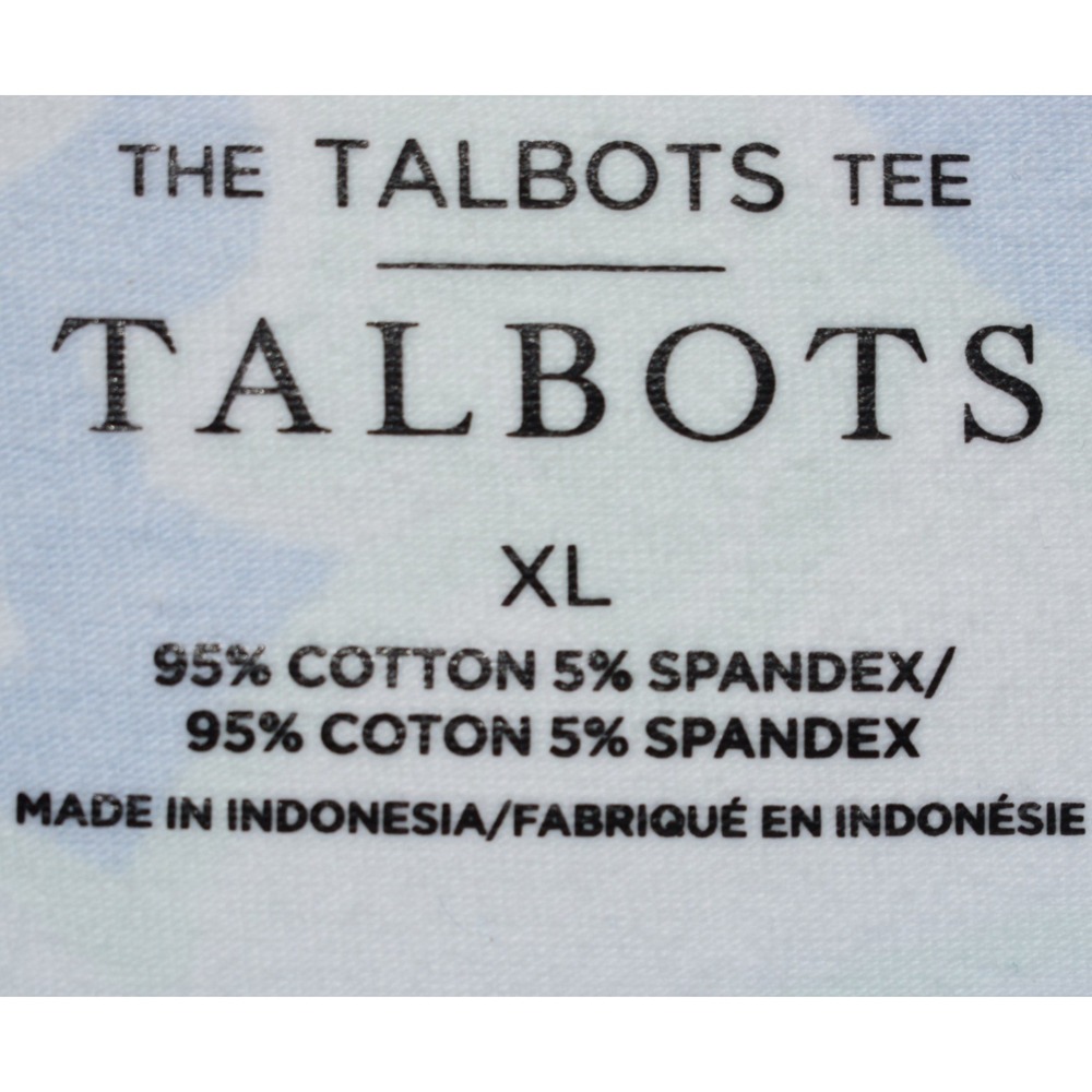 Talbots Tee XL Stretch Top Blue Mint Green Paisley Floral Short Slv Pullover - Picture 3 of 16